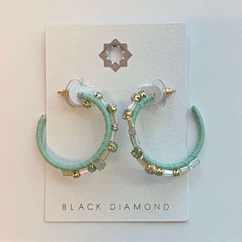 NWT Black Diamond Woven Hoop Earrings